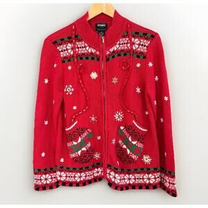 Vintage Design Originals Studio Joy Christmas Sweater Red Mittens Women's M